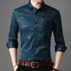 Men's TShirts Slim Men Shirt Dress Long Sleeve Turn Down Collar Stripes Singlebreasted Polo Business Top 230711