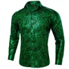 Chemises habillées pour hommes vert Paisley dorure pour hommes à manches longues décontracté hauts luxe mariage bal smoking Social chemise Blouse vêtements