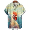 Heren Casual Shirts Strand Kip Gedrukt Korte Mouwen Zomer Shirt Harajuku Oversized Tops Dagelijkse Kleding Hawaiian Tees