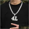 Collane con ciondolo A-Z Numero personalizzato Lettere Bling Zircone cubico Placcato oro reale Consegna goccia Gioielli Pendenti Dhsui