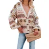 Модная зима Новые вязаные женские свитеры Европейские американские расслабленные V-образные кардиганские свитера.