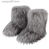 Boots Fashion Y2K Boots Women Winter Furry Thick Warm Fur Snow Boots Round Toe Long Boots Color Plush Faux Fur Snow Boot Girls Shoes T230712