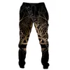 Calça Masculina Símbolo Odin Tatuagem Viking Caveira Sangue Fundo 3D Estampado Completo Calça Masculina Cintura Respirável Streetwear Calças Esportivas de Outono-4