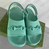 Mannen Designer Zwart Flatform Sandalen Luxe Dikke Bodem Scuffs Strand Zomer Slides Donkerblauw Antislip Rubberen Zool Vrouwen Slippers Flip Flops Met Doos NO448