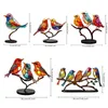 Oggetti decorativi Figurine Uccelli macchiati sul ramo Ornamenti per desktop Serie di lega di uccelli multicolori a doppia faccia Decorazioni acriliche 230711