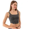 Women's Tanks Denim Yoga Sports Vest For Women U-Shaped Elastic Tight Fashion Halter Quick-Drying Fitness Body Shaping Top