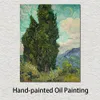 Fine Art Canvas Painting Two Cypresses Ii Handcrafted Vincent Van Gogh Reproduction Artwork Home Decor