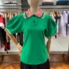 Polo da donna casual T-shirt estiva firmata a maniche corte T-shirt girocollo con ricamo Saturno in puro cotone