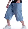 Jeans pour hommes été Baggy court pour homme bleu clair Denim Shorts mode Hip-Hop jambe large ample mâle pantalon grande taille 30-42-44-46