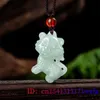 Подвесные ожерелья бирманские нефритовые подвесные подвески Jadeite Coney Emerald Charms реальные аксессуары естественные мужчины ожерелья украшения зеленые талисманы Hkd230712