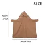 Blankets Autumn Winter Wearable Coral Fleece Shawl Cape With Hooded Cute Blanket Cloak Girls Warm Gift Cartoon Bear Decor 230711