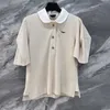 Camisa polo feminina casual verão camiseta de grife de manga curta Saturno bordado pulôver camiseta de algodão puro polos soltos