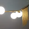 الثريات الحديثة مصمم الشمال G9 LED الثريا قلادة Gold Gold Tassel لغرفة المعيش