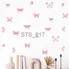 Other Decorative Stickers 17pcs Watercolor Butterfly Wall Stickers for Girls Room Kids Bedroom Wall Decals Living Room Baby Nursery Room Decor Wallpaper x0712