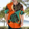 Camicie casual da uomo Strumento musicale Grafica per uomo Abbigliamento Camicia da spiaggia hawaiana 3D Manica corta Y2k Top Surf Abiti vintage Risvolto