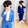 Costumes Enfants Formel P ographie Costume Fleur Garçons Fête De Mariage De Bal D'anniversaire Robe Costume Enfants Bleu Blazer Pantalon 2 Pcs Tenues 230711