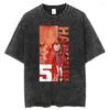 UST Mens Shirts Anime Graphic T-Shirt Haikyuu Vintage Washed Tshirt Men Oversized Hip Hop Streetwear Summer Harajuku Tops Cotton Tees -Shirt shirt ops ees