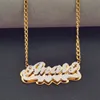 Aangepaste Naam Dubbel Gelaagde Kettingen 3D Naambord Hanger Goud Kleur Roestvrij Ketting Choker Hip Hop Sieraden Geschenken 230711