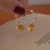 Hoop Earrings Vintage Gold Color Orchid Simluated Pearls Circle For Women Advanced Design Young Girls Beads Round Jewelry N625