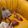 2023 New Season Aquazzura Shoes Tequila Sandals 105 Sparkling Party Italy Clear Pvc Crystals Stiletto Heel Wedding Bride