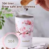 Muggar Rostfritt stål Cherry Blossom termisk mugg med lock Dubbelvägg Kaffe läckagesäker vattenkopp Resa Camping Te Tumbler Dryckesgods R230712