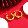 Boucles d'oreilles créoles torsadées pour femmes filles véritable couleur or 18 carats tissage Huggie bijoux cadeau