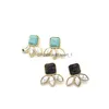 Stud Mode Vergulde Natuursteen Oorbellen Geometrische Driehoek Turquoise Voor Vrouwen Sieraden Drop Levering Dh0Bs