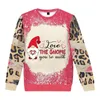 Vêtements de sport femmes Saint Valentin amour motif imprimé léopard goutte épaule pull sweat