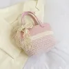 Evening Bags Hand Woven Bow Women's Clutch Purse Handbags Sweet Ladies Summer Straw Shoulder Fashion Commuter Female Small Tote Bag