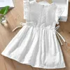 Robes de fille été robes de soirée pour enfants bébé filles robe de princesse coton blanc sans manches broderie vêtements de mode décontractéHKD230712