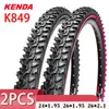 Bike Tires 2PCS KENDA K849 24/26inch Mountain MTB Bicycle Tyre BMX 24*1.95/26x1.95/2.1 Black Red Line Thickened Cross-country Tire HKD230712