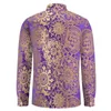 Мужские повседневные рубашки Boho Mandala Mens Purple и Gold Room Fashion Fashion Y2K Blouses Spring Design Tops 3xl 4xl