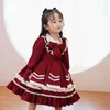 Meisjes Jurken Meisjes Kleding Herfst Winter Pluche Meisjes Feestjurk Rood Mooie en Zoete Retro Lolita Prinses Nieuwe Mode Schattig Warm SoftHKD230712