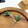 Dangle Oorbellen Chinese Stijl Y2k Pittige Meisje Groene Jade Voor Vrouwen Zomer Vintage Cool Casual Zwaard Kruis Oor Ring Sieraden Geschenken