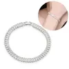 2 * 4 mm Baguette Cubic Zirconia Pulsera de tenis Bling Colorido Crystale Cobre Chapado en oro blanco Pulseras de cadena Brazalete para mujeres Hombres Hip Hop Joyería Bijoux Regalos