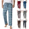 Pantalons pour hommes Automne Coton Plaid Dormir Droit Yoga Maison Décontracté