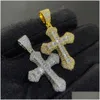 Pendentif Colliers Hip Hop Fl Colorf Cubic Zirconia Croix Collier Bijoux Religieux Drop Delivery Pendentifs Dhwcr