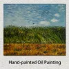 Haşhaşlarla Buğday Tarlasının El Yapımı Tuval Sanat Kenarı Vincent Van Gogh Resim İzlenimci Peyzaj Sanatları Banyo Dekoru