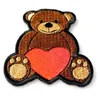 Cute Cartoon Love Heart Bear Small Size Iron on Embroidered Patch - 3x2 4 Inch 222K