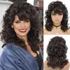 Kıvırcık doku ve patlamaları olan siyah kadınlar için sentetik peruklar gnimegil, vurgulanmış normal peruk doğal saç kabarık saç