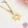 Pendant Necklaces Je Magen Star of David Sterling 925 Silver Necklace Women Men Israel Judaica Hebrew Jewelry Hanukkah Pendants Gold Color HKD230712