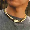 Anhänger Halsketten 18 Karat vergoldete klobige Halskette aus hochglanzpoliertem Edelstahl Miami Flat Curb Cuban Link Chain für Männer HKD230712