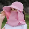 Cycling Caps Masks Sun Hat Women's Summer UV Protective Hat Outdoor bicycle Face Mask Hat Cape Hat Wind proof Removable Tea Picking 230711