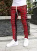 Men's Pants High Quality Men's Korean Version Checked Fashion Patchwork Color Matching Small Legs Trouser Slim Casual Sports Pencil Pants J230712