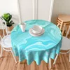 Tischdecke, grüner und blaugrüner Marmor, rund, Polyester, Küchentischdecke, dekorativ, eleganter Stoffbezug