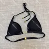 Frankreich Paris Frauen Strand Schwarz Zweiteiliger Badeanzug Designer Bademode Bikini Damen Bademode Badeanzug Sexy Sommer Damen Bikinis