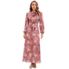 Ethnische Kleidung Mode Elegant Großhandel Floral Feminine Tunika Kleid Satin Damen Langer Rock Maxi Muslim Abaya