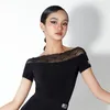 Vêtements de scène 2023 vêtements de pratique de danse latine hauts noirs jupe à franges costume filles Rumba Tango Performance Costumes DN14568