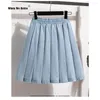 Skirts M-5XL Plus Size Mini Denim Pleated Shorts Skirt Women 2023 Summer Korean Fashion High Waist Short Jeans Female RS940