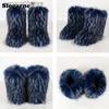 Boots Women's Winter Faux Fox Fur Snow Boots Woman Plush Warm Fur Boots Luxury Footwear Girls' Furry Fur Bottes Fashion Fluffy Shoes T230712